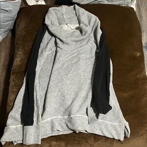 FP Movement by Free People Gray Body Black Sleeve Cowl Neck Sweater
